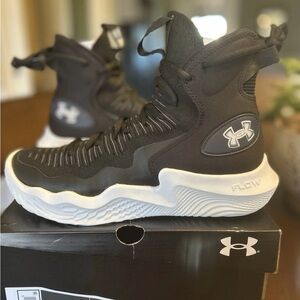 Under Armour Black and White Womens High-Top Sneakers